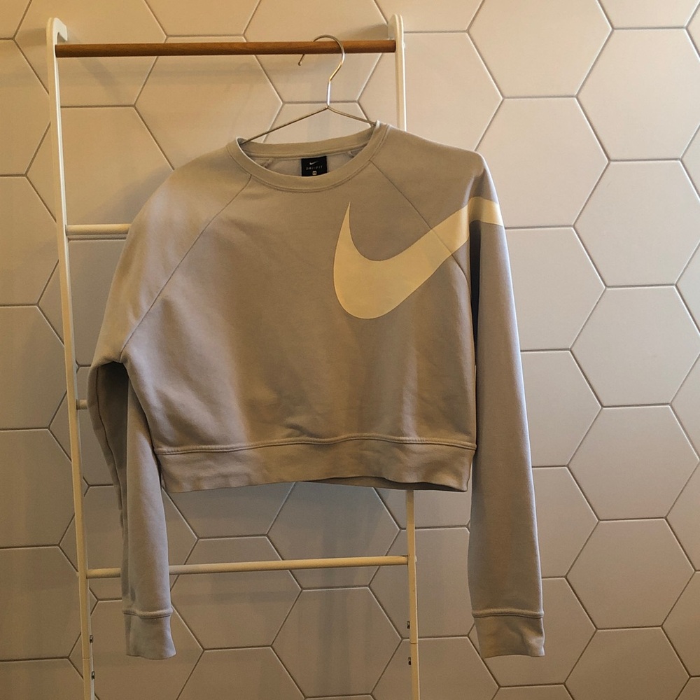 Nike Women's Light Blue Cropped Hoodie